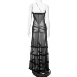 Black Sling Hollow Party Sexy Maxi Dress