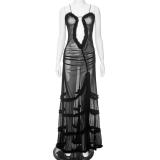 Black Sling Hollow Party Sexy Maxi Dress