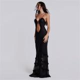 Black Sling Hollow Party Sexy Maxi Dress