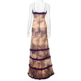 Multi Women Deep V Neck Sling Hollow Party Sexy Maxi Dress