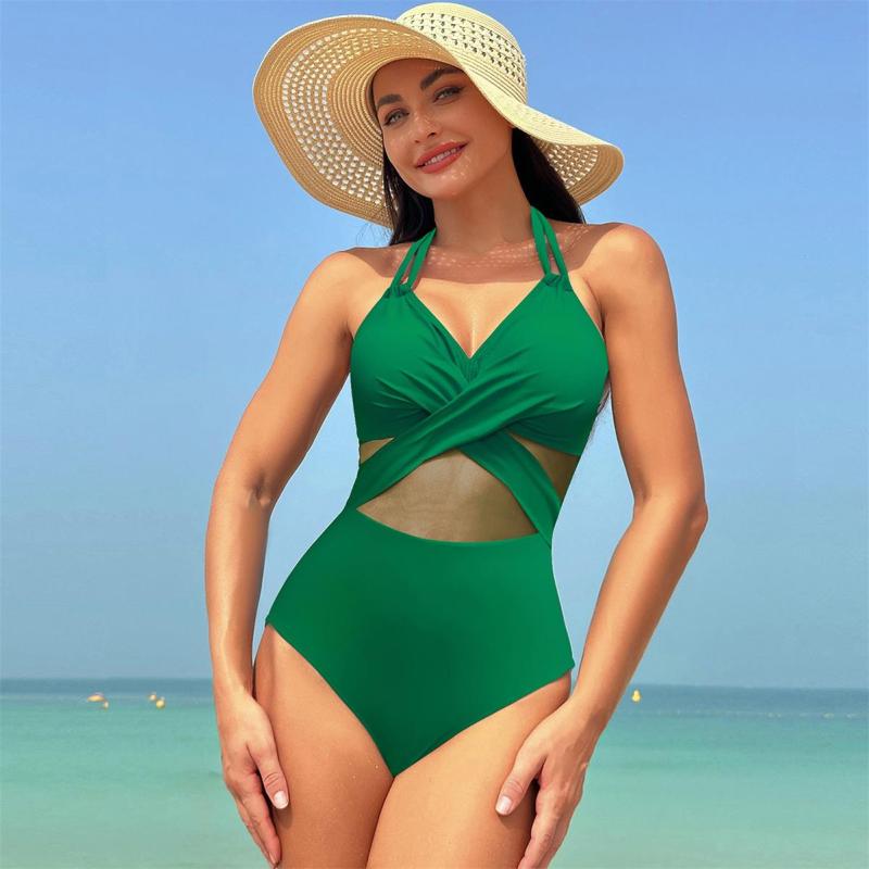 Green One Pieces Women Swimwear Bikinis