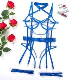 Blue Mesh Sexy Bandage One Piece Teddy Lingerie