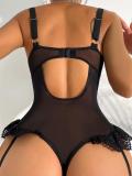 Black Women's Lace Embroidered Erotic Underwear One Pieces Sexual Desire Luxury Babydoll