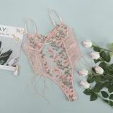 Pink Hollow Lace Embroidered Intimates Sexy Teddy