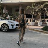 Black Sleeveless Mesh Hollow Out Pearls Sexy See Through Long Dress
