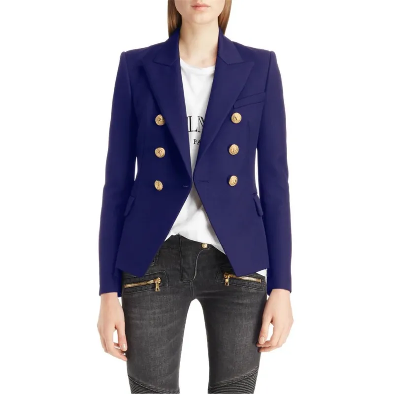 Navy Long Sleeve Fashion Casual Women Coats