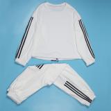 White Striped Long Sleeve Fashion Tops Sports Casual Pant Sets Dress