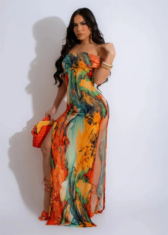 Sleeveless Halter V Neck Printed Party Wide Leg Jumpsuit Dress 003