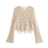 White White 2 Piece Set Vintage O-Neck Long Sleeve Knitting Elegant Skirt Sets