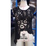 Black Sleeveless Hollow Out Chic Crochet O Neck Hollow Out Knitted Skirt Set