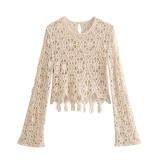 White White 2 Piece Set Vintage O-Neck Long Sleeve Knitting Elegant Skirt Sets