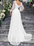 Short Sleeve Deep V Neck Elegant White Women Summer Prom Maxi Dress