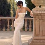 White Luxury Women Lace Pleated Evening Party Prom Long Dress
