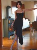 Black Straps Low Cut Sexy Pleated Women Club Dress