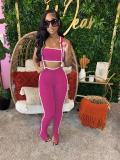 Rose Red Straps Two Pieces Women Bodycon Party Casual Overall Jumpsuit Sets