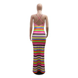 Pink Low Cut Printed V Neck Lace Up Pleated Bodycon Casual Midi Dress