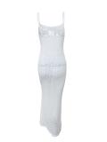 White Low Cut Mesh Sexy See Through Bodycon Street Club Wear Dress
