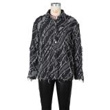 Black Denim Loose Fashion Tassels Long Sleeve Jeans Jacket