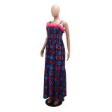 Straps Printed Lacy Going Out Fashion Casual Loose Floral Maxi Dress