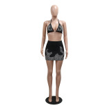 Black Two Pieces Diamond Women Party Sexy Dress
