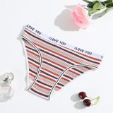 Coffee Women Striped Briefs Low-Rise Breathable Underwear G-Thongs