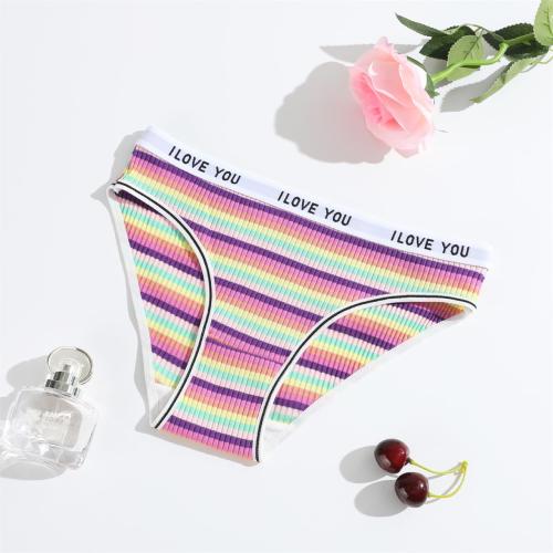 Women Threaded Briefs Low-Rise Breathable Underwear G-Thongs 001