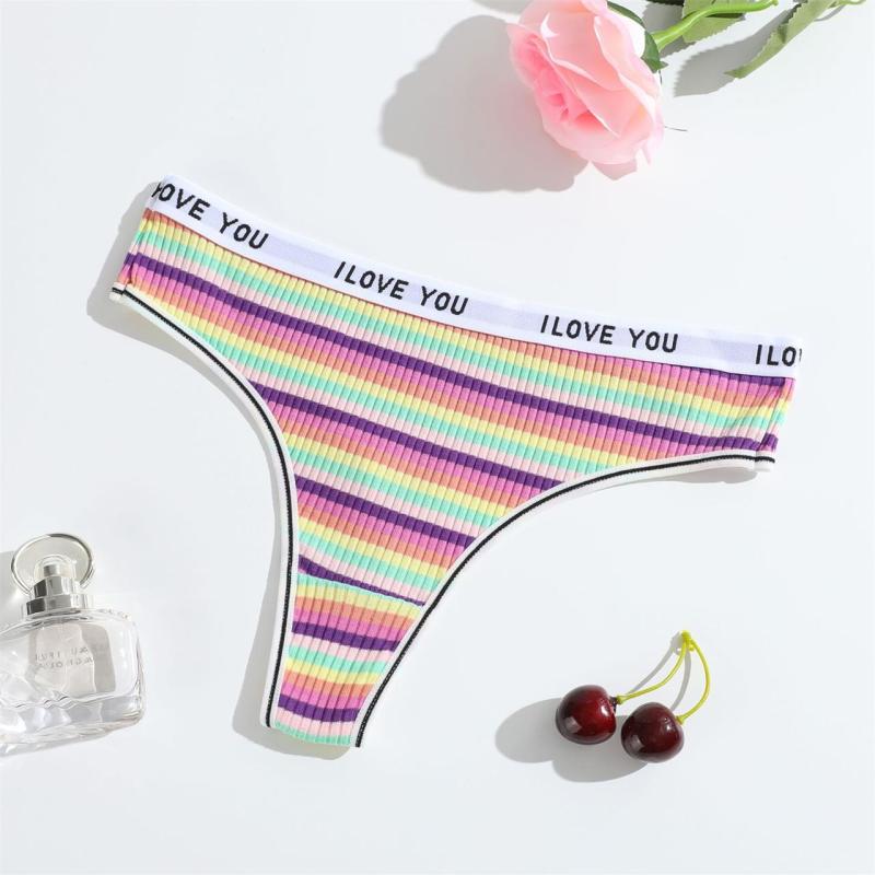 Colors Women Threaded Briefs Low-Rise Breathable Underwear G-Thongs