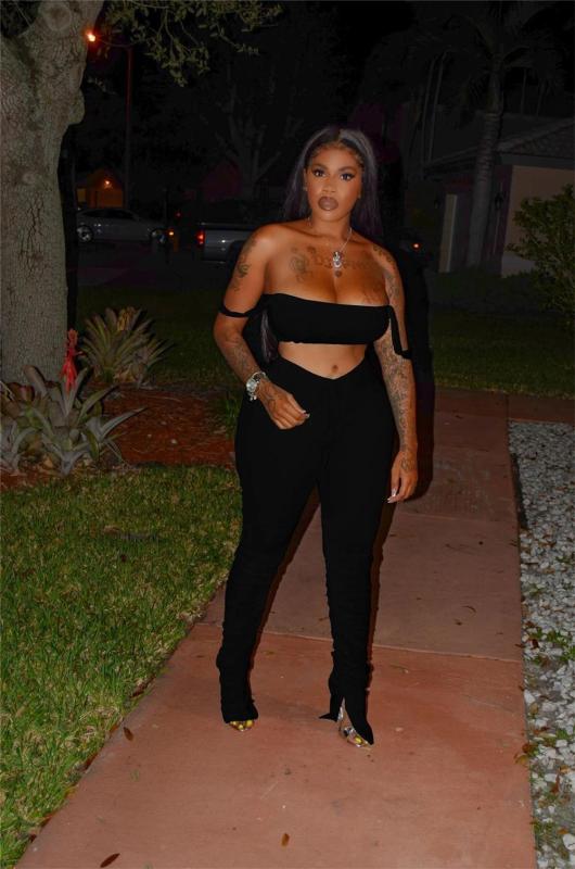 Black Off Shoulder Straps Crop Top Sexy Pleated Sports Sexy Pant Sets Jumpsuit