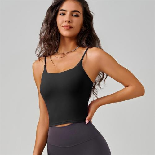 Black Women Straps Fitness Tops Sports Yoga Gym Seamless Camisole