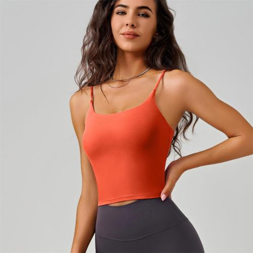 Orange Women Straps Fitness Tops Sports Yoga Gym Seamless Camisole
