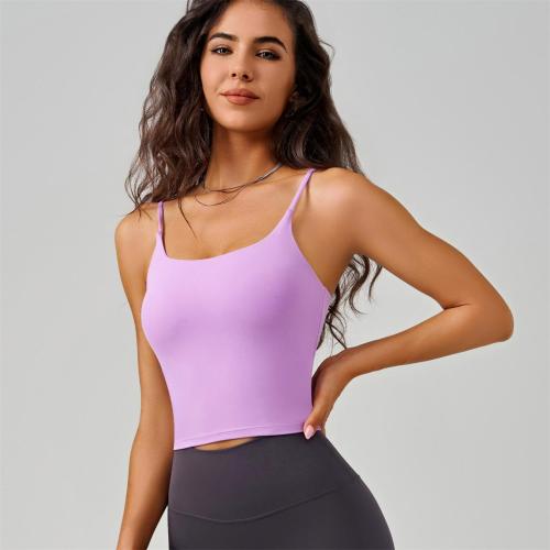 Purple Women Straps Fitness Tops Sports Yoga Gym Seamless Camisole