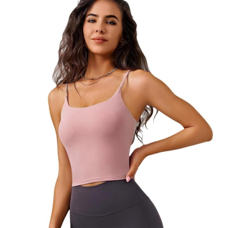 Pink Women Straps Fitness Tops Sports Yoga Gym Seamless Camisole