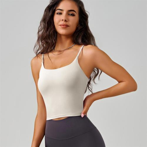White Women Straps Fitness Tops Sports Yoga Gym Seamless Camisole