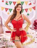 Red Floral Lace Pattern Straps Hollow Out Sexy Teddies Lingerie