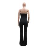 Black Off Shoulder Diamonds Sexy Bodycon Women Jumpsuit Dress