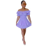 Purple Sexy Off Shoulder Pull-On Slim Fit Skirt Dress