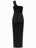 Black Straps Low Cut Pleated Evening Party Cut Out Sexy Midi Dress