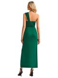 Green Straps Low Cut Pleated Evening Party Cut Out Sexy Midi Dress