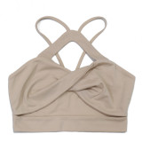 Beige Sleeveless Sexy Tops Cut Out Pleated Wide Leg Jumpsuit Sets