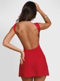 Red Sexy Girls Backless Pleated Elegant Party Short Mini Dress