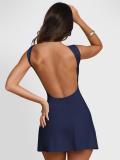 Navy Sexy Girls Backless Pleated Elegant Party Short Mini Dress