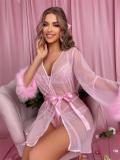 Pink Lace Bra & Brief Sets Sexy Underwear Mesh Erotic Uniform Lingerie