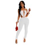 White Off Shoulder Hollow Out Sexy Backless Party Club Jumpsuits