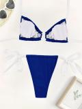 Blue Sexy Lace Up Women Bikini Swimwear Sets