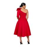 Red Sleeveless Off Shoulder Bow Fashion Women Prom Skirt Dress