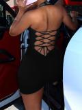 Black Deep V Neck Halter Diamonds Bodycon Sexy Club Rompers