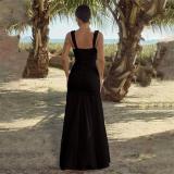 Black Strapless Chiffon Fashion Women Summer Long Dress