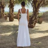 White Strapless Chiffon Fashion Women Summer Long Dress