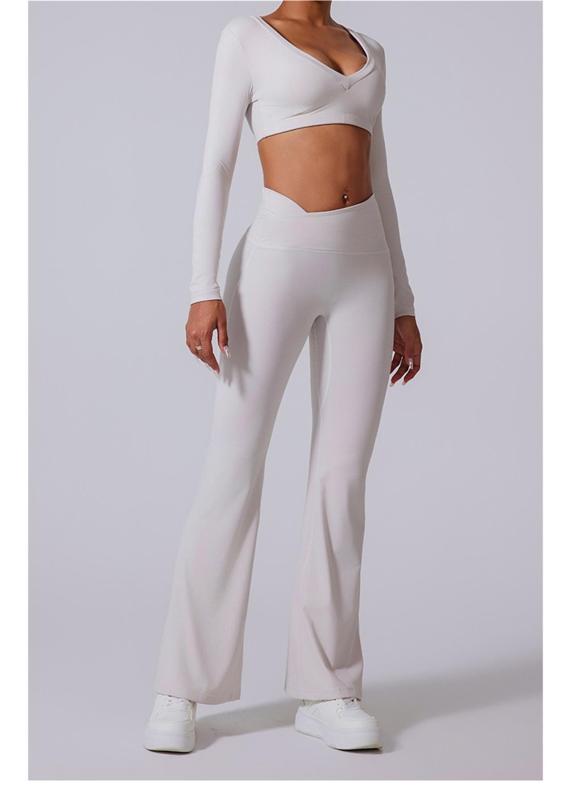 White Flare Leggings Yoga Pants Women High Waist Gym Wide Leg Pants