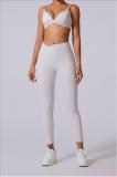 White Straps V Neck Crop Tops Skinny Pants Fitness Women Yoga Gym Sports Dress